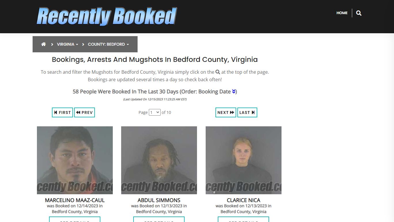 Recent bookings, Arrests, Mugshots in Bedford County, Virginia